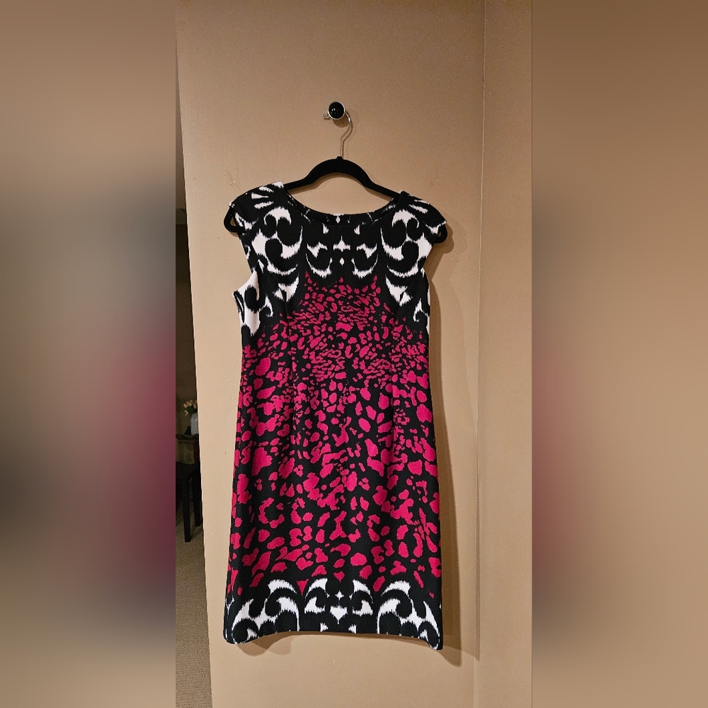 Chico's Black and Red Midi Dress With Side Zipper